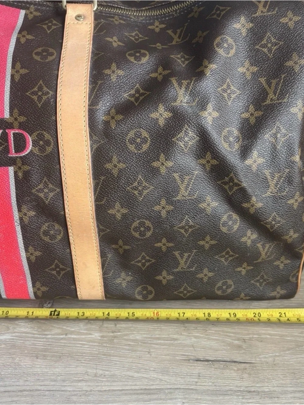 Auth LOUIS VUITTON Keepall Bandouliere 55 Monogram Canvas Duffel Bag PVD Initial